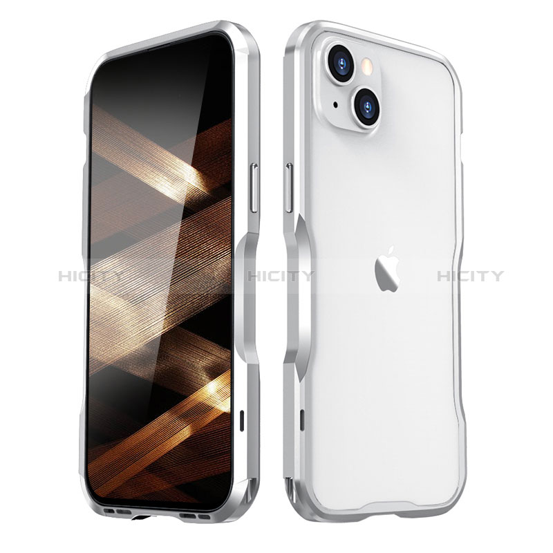 Custodia Lusso Alluminio Laterale Cover LF2 per Apple iPhone 15 Argento