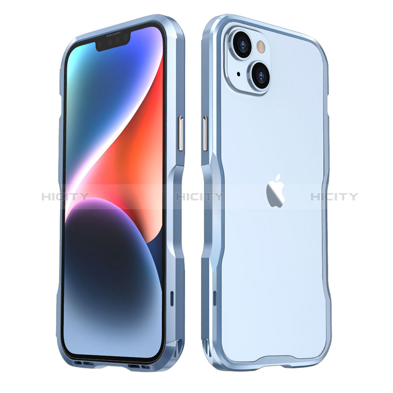 Custodia Lusso Alluminio Laterale Cover LF3 per Apple iPhone 13 Blu