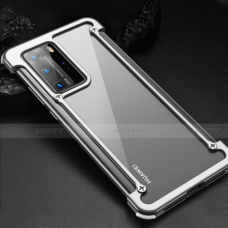 Custodia Lusso Alluminio Laterale Cover N01 per Huawei P40 Pro Argento