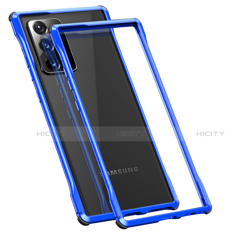 Custodia Lusso Alluminio Laterale Cover N01 per Samsung Galaxy Note 20 Ultra 5G Blu