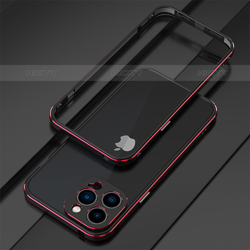 Custodia Lusso Alluminio Laterale Cover per Apple iPhone 16 Pro Rosso e Nero