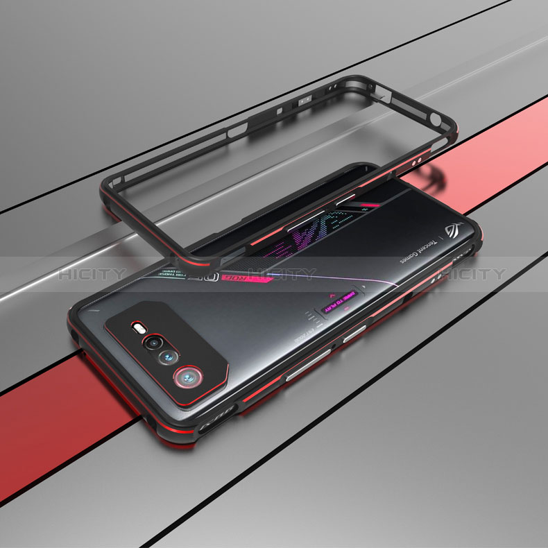 Custodia Lusso Alluminio Laterale Cover per Asus ROG Phone 6 Rosso e Nero