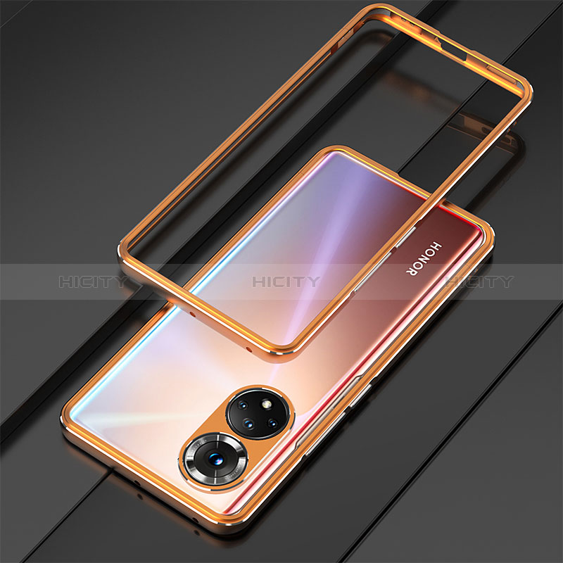 Custodia Lusso Alluminio Laterale Cover per Huawei Honor 50 Pro 5G Arancione