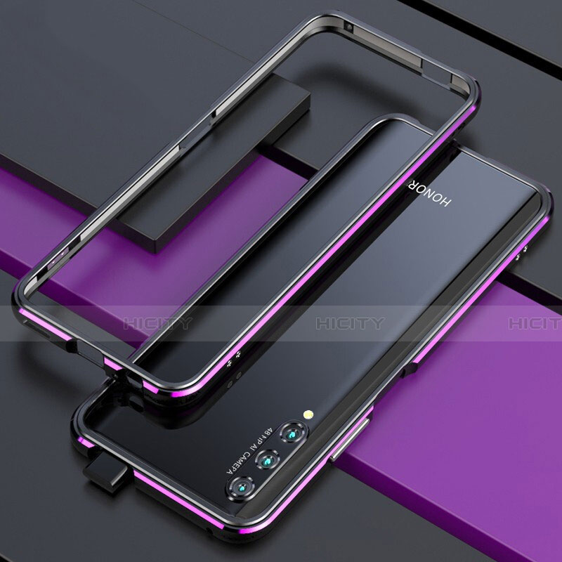 Custodia Lusso Alluminio Laterale Cover per Huawei Honor 9X Pro Viola e Nero