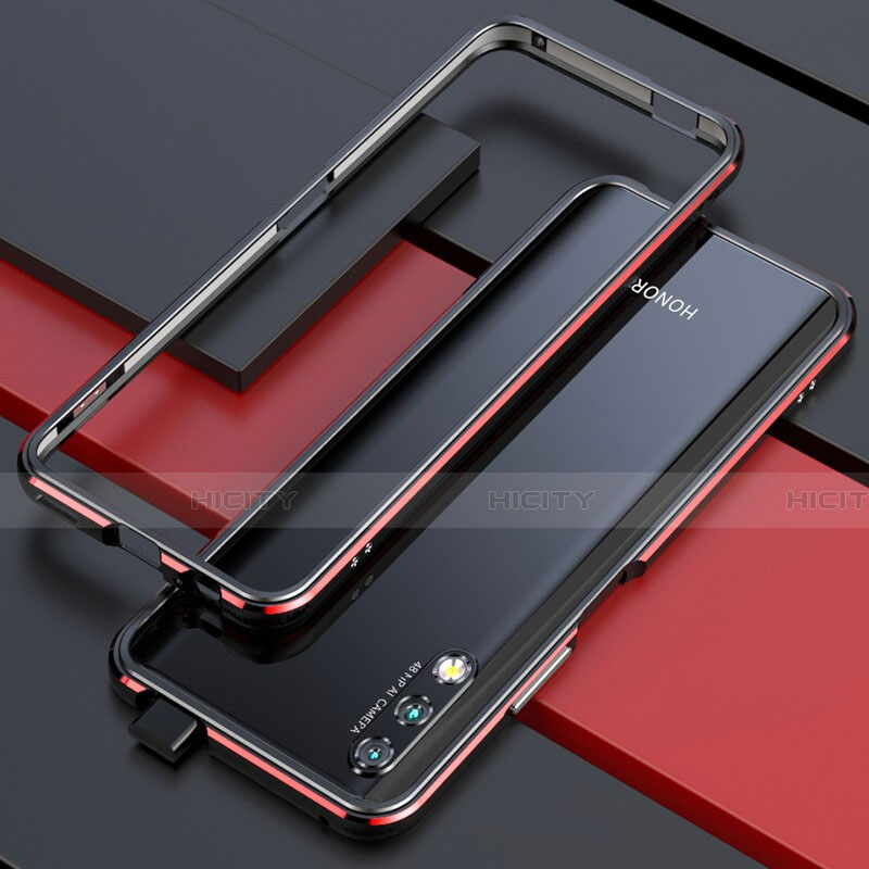 Custodia Lusso Alluminio Laterale Cover per Huawei Honor 9X Rosso e Nero