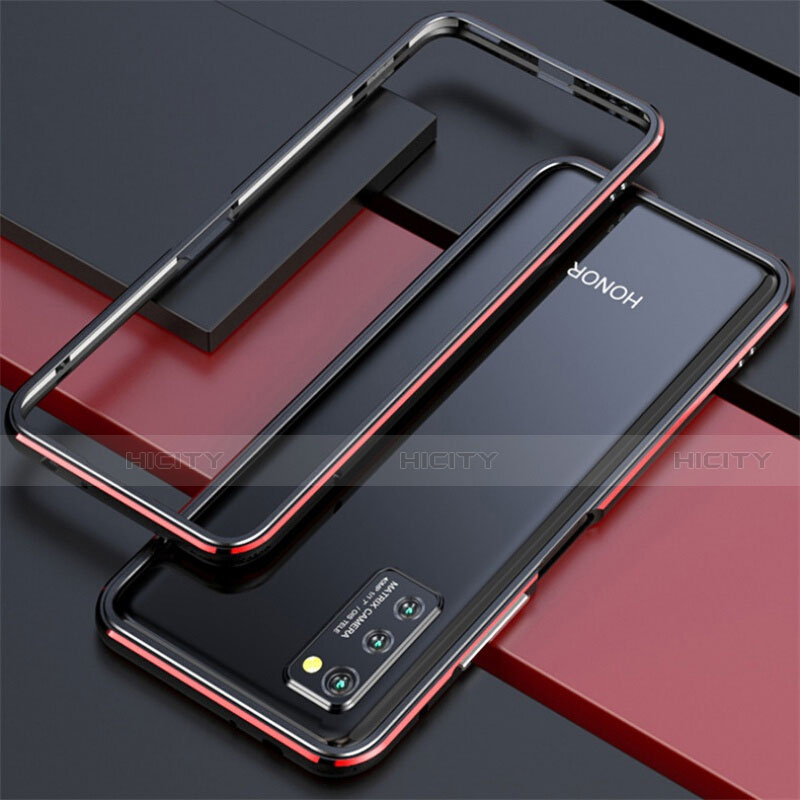 Custodia Lusso Alluminio Laterale Cover per Huawei Honor V30 Pro 5G Rosso e Nero