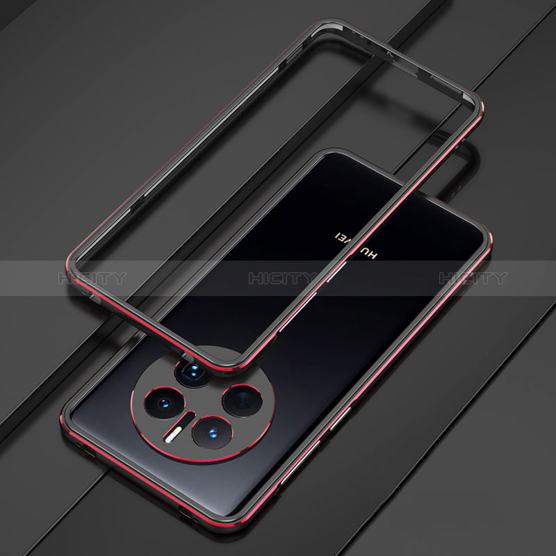 Custodia Lusso Alluminio Laterale Cover per Huawei Mate 50 Rosso e Nero