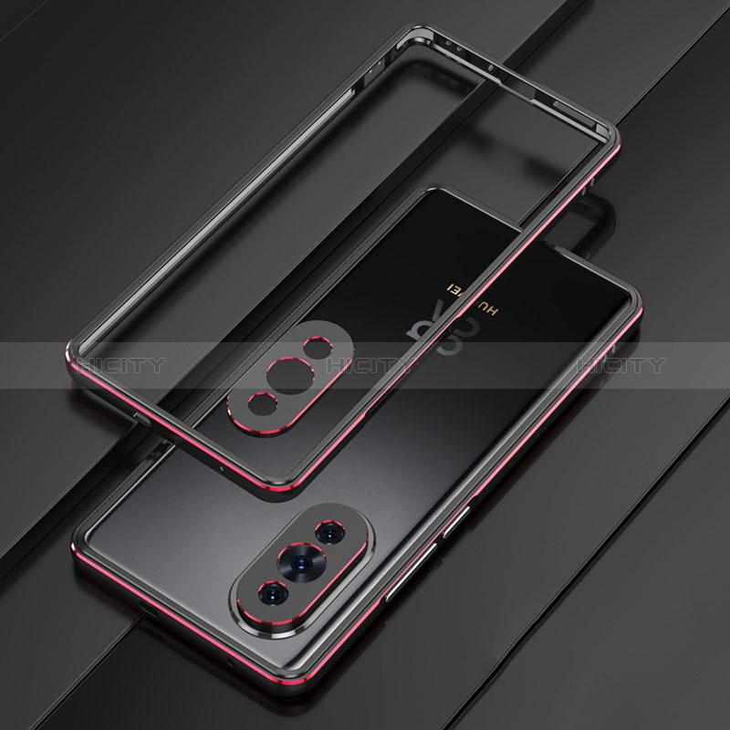 Custodia Lusso Alluminio Laterale Cover per Huawei Nova 10 Pro Rosso e Nero