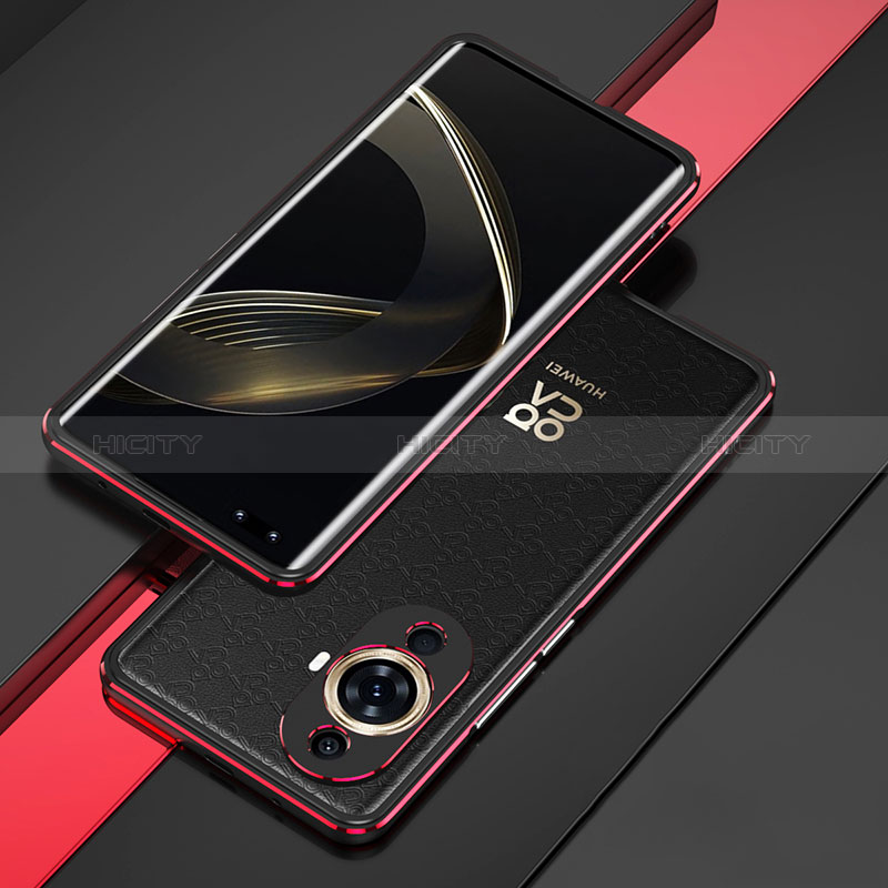 Custodia Lusso Alluminio Laterale Cover per Huawei Nova 11 Pro Rosso e Nero