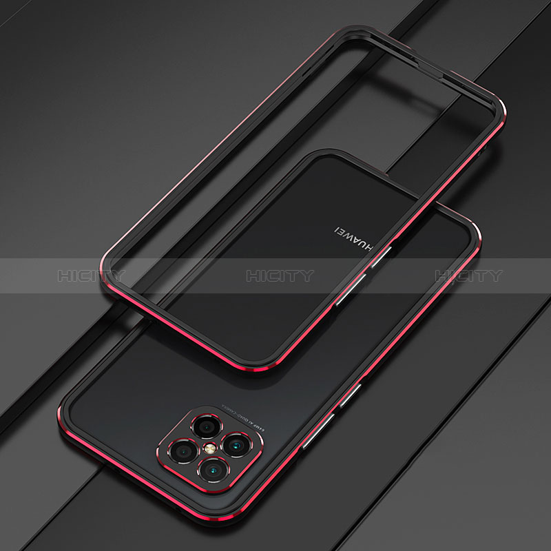 Custodia Lusso Alluminio Laterale Cover per Huawei Nova 8 SE 4G Rosso e Nero