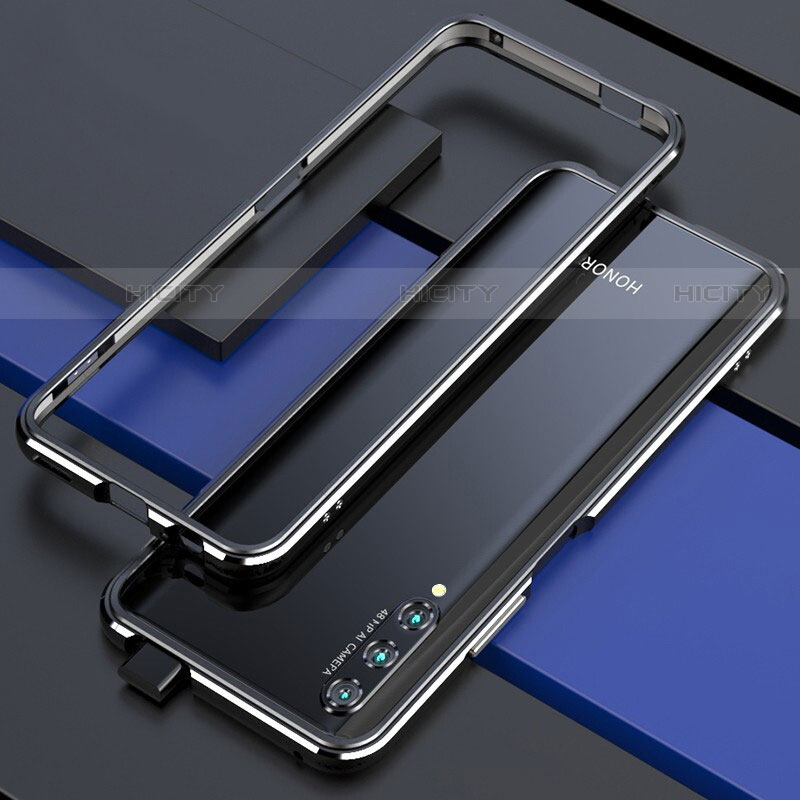 Custodia Lusso Alluminio Laterale Cover per Huawei P Smart Pro (2019) Argento e Nero