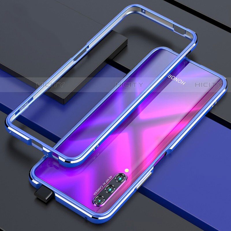 Custodia Lusso Alluminio Laterale Cover per Huawei P Smart Pro (2019) Blu