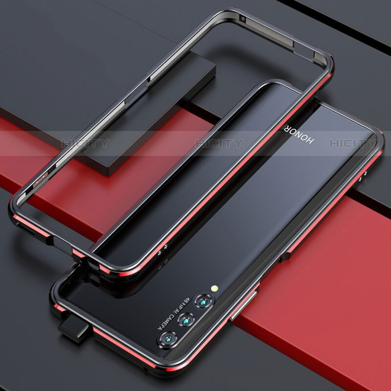 Custodia Lusso Alluminio Laterale Cover per Huawei P Smart Pro (2019) Rosso e Nero