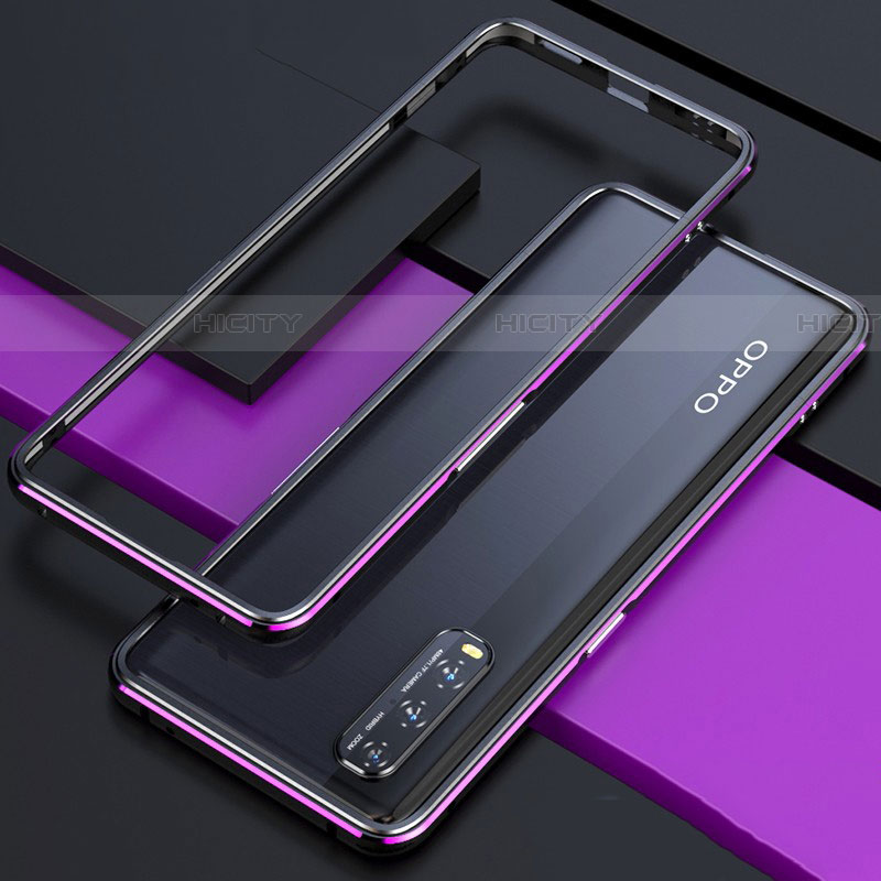 Custodia Lusso Alluminio Laterale Cover per Oppo Find X2 Viola