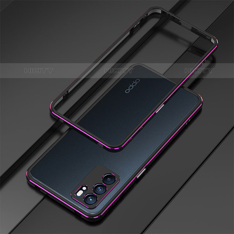 Custodia Lusso Alluminio Laterale Cover per Oppo Reno6 Pro 5G India Viola