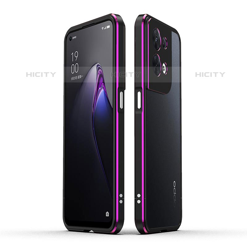 Custodia Lusso Alluminio Laterale Cover per Oppo Reno8 5G Viola