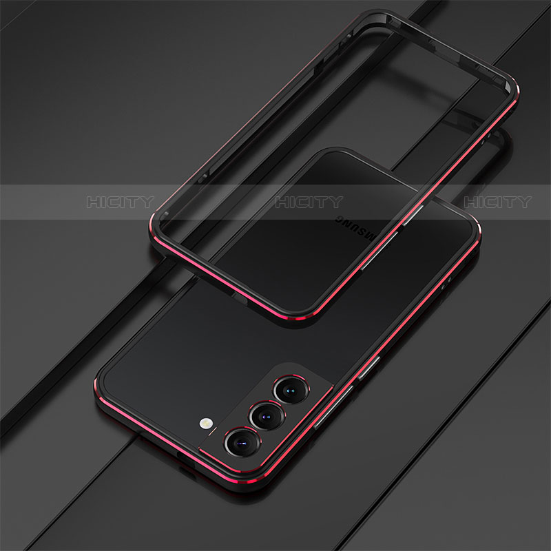 Custodia Lusso Alluminio Laterale Cover per Samsung Galaxy S21 FE 5G Rosso e Nero