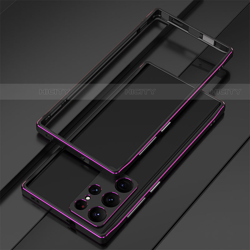 Custodia Lusso Alluminio Laterale Cover per Samsung Galaxy S23 Ultra 5G Viola