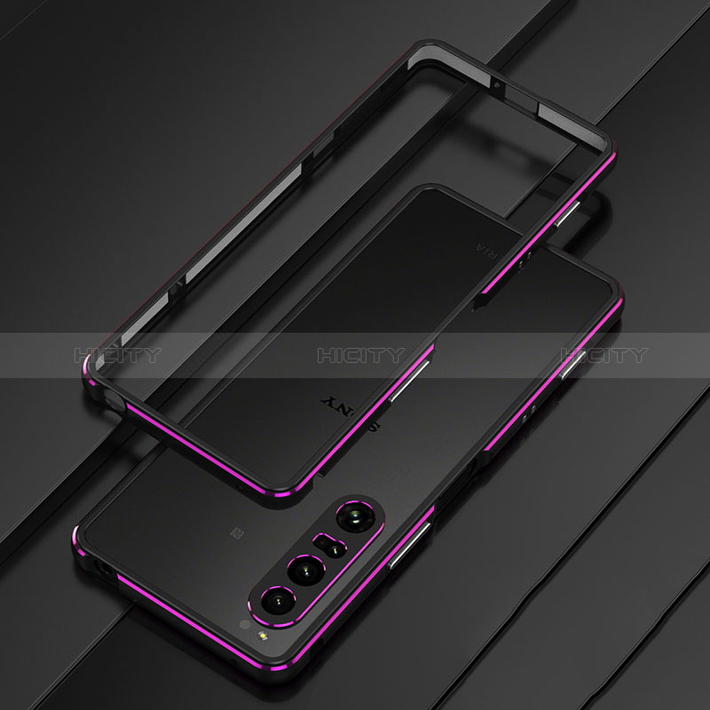 Custodia Lusso Alluminio Laterale Cover per Sony Xperia 1 IV Viola