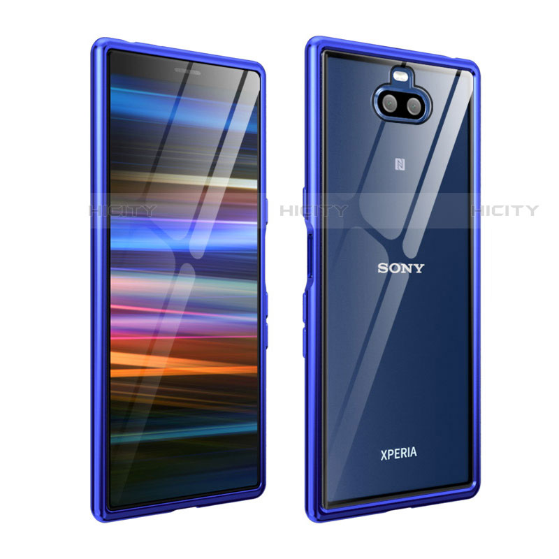 Custodia Lusso Alluminio Laterale Cover per Sony Xperia 10 Blu