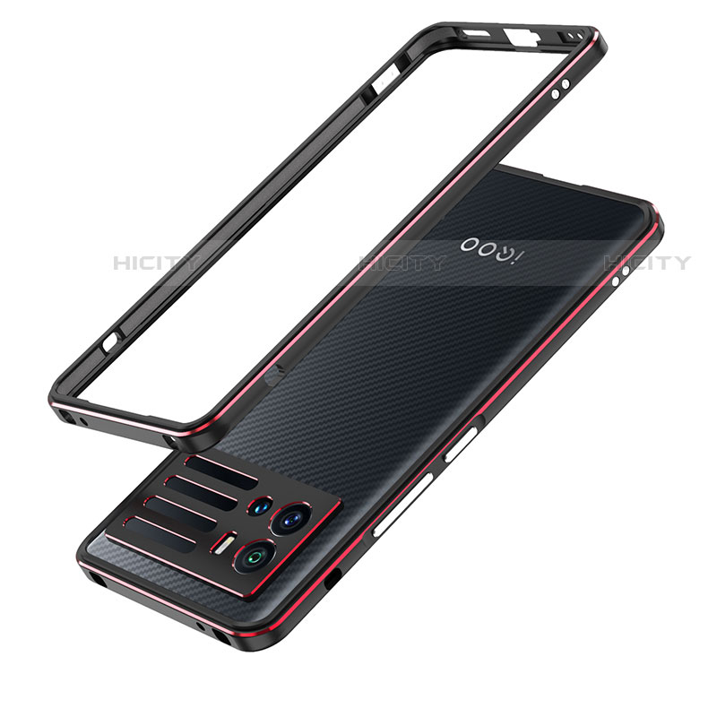 Custodia Lusso Alluminio Laterale Cover per Vivo iQOO 9 Pro 5G Rosso e Nero