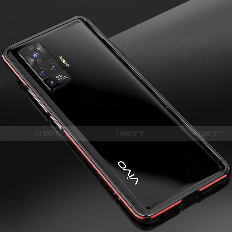 Custodia Lusso Alluminio Laterale Cover per Vivo X50 Pro 5G Rosso e Nero