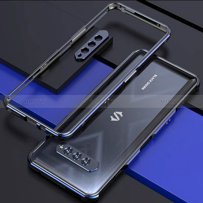 Custodia Lusso Alluminio Laterale Cover per Xiaomi Black Shark 4S Pro 5G Blu e Nero