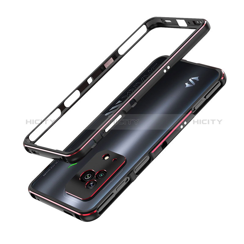 Custodia Lusso Alluminio Laterale Cover per Xiaomi Black Shark 5 Pro 5G Rosso e Nero