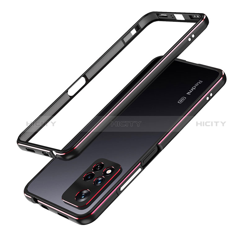 Custodia Lusso Alluminio Laterale Cover per Xiaomi Poco X4 NFC Rosso e Nero