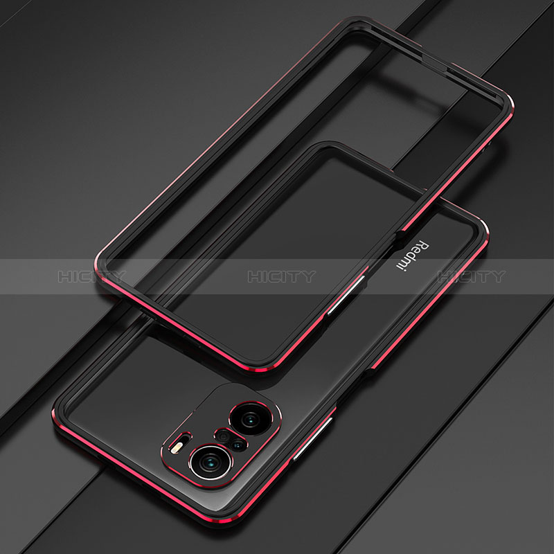 Custodia Lusso Alluminio Laterale Cover per Xiaomi Redmi K40 5G Rosso e Nero