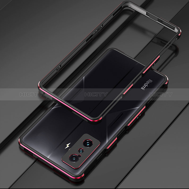 Custodia Lusso Alluminio Laterale Cover per Xiaomi Redmi K50 Gaming 5G Rosso e Nero