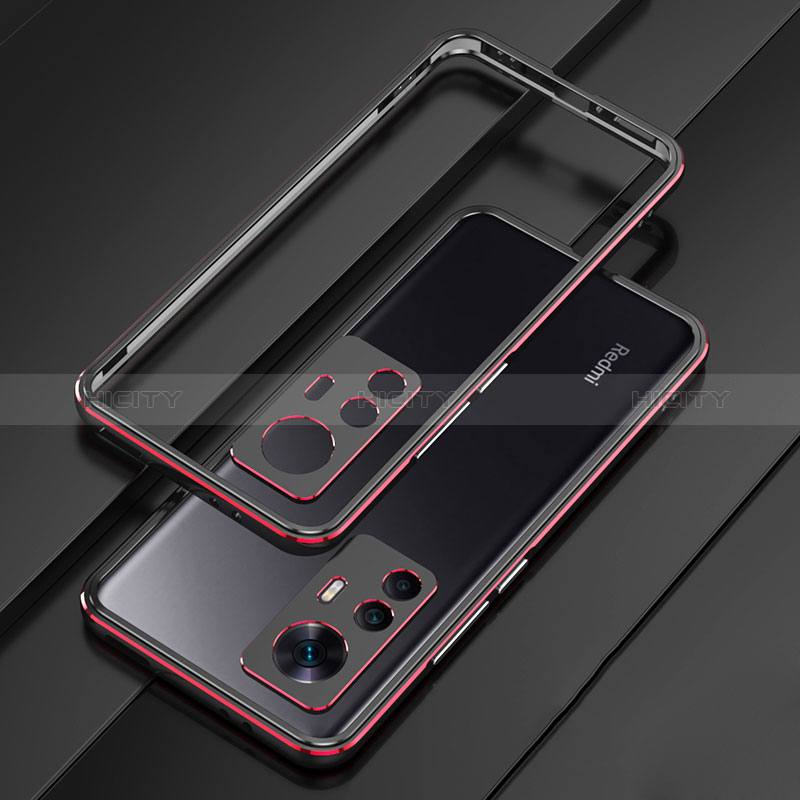 Custodia Lusso Alluminio Laterale Cover per Xiaomi Redmi K50 Ultra 5G Rosso e Nero