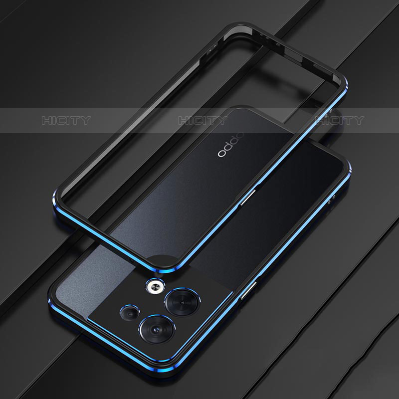 Custodia Lusso Alluminio Laterale Cover S01 per Oppo Reno9 Pro 5G Blu e Nero