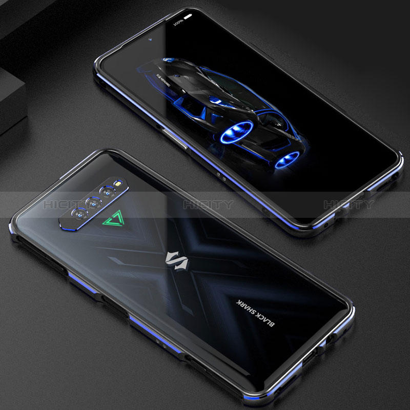 Custodia Lusso Alluminio Laterale Cover S01 per Xiaomi Black Shark 4S 5G Blu e Nero