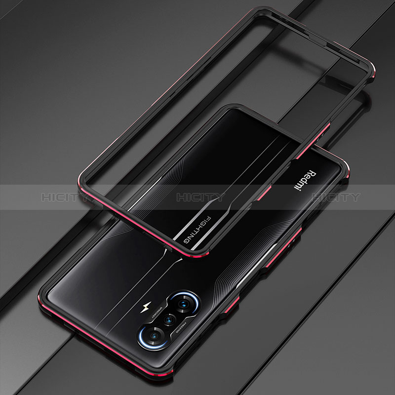 Custodia Lusso Alluminio Laterale Cover S01 per Xiaomi Poco F3 GT 5G Rosso e Nero