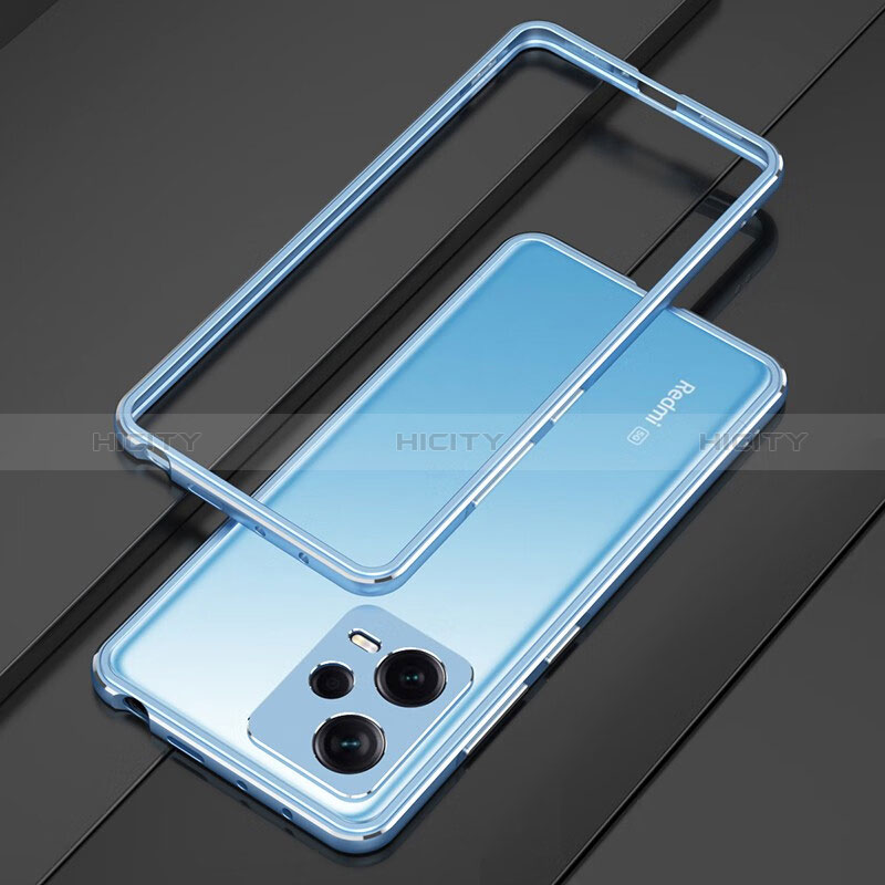 Custodia Lusso Alluminio Laterale Cover S01 per Xiaomi Redmi Note 12 Explorer Blu