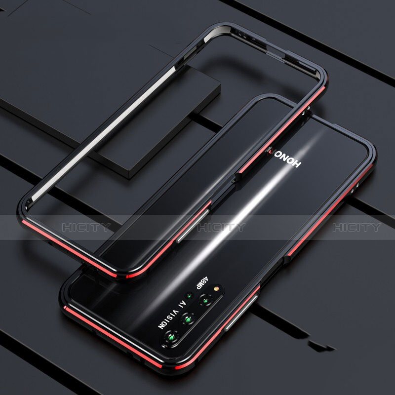 Custodia Lusso Alluminio Laterale Cover T01 per Huawei Honor 20 Rosso e Nero