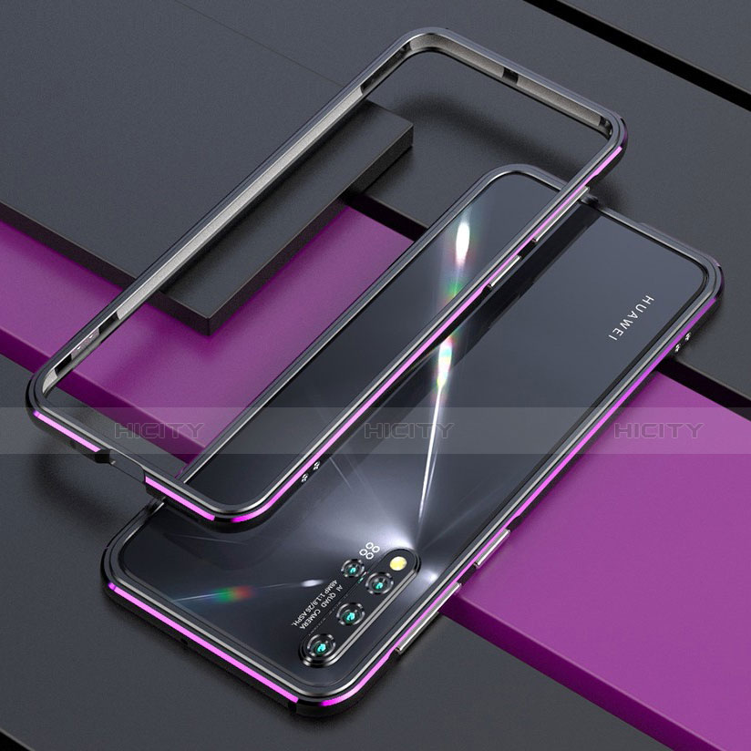 Custodia Lusso Alluminio Laterale Cover T01 per Huawei Nova 5 Pro Viola e Nero