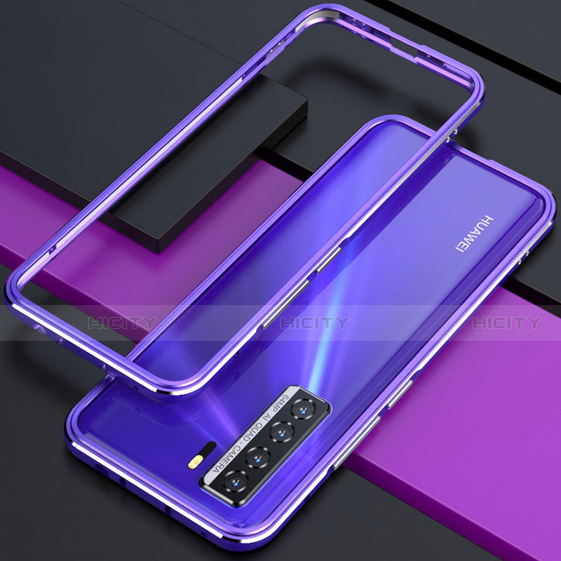 Custodia Lusso Alluminio Laterale Cover T01 per Huawei Nova 7 SE 5G Viola