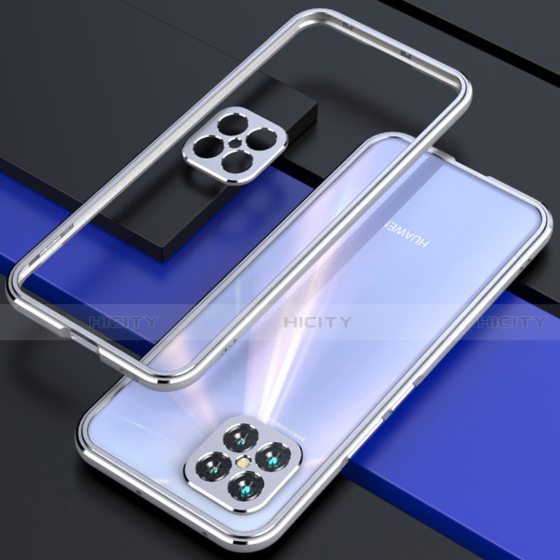 Custodia Lusso Alluminio Laterale Cover T01 per Huawei Nova 8 SE 5G Argento