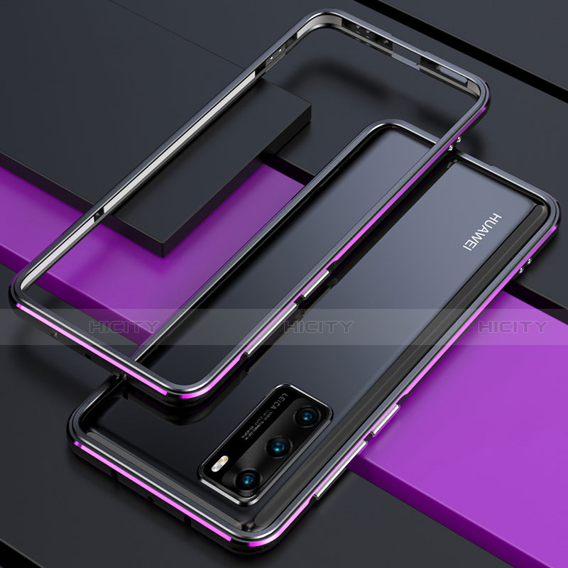 Custodia Lusso Alluminio Laterale Cover T01 per Huawei P40 Viola