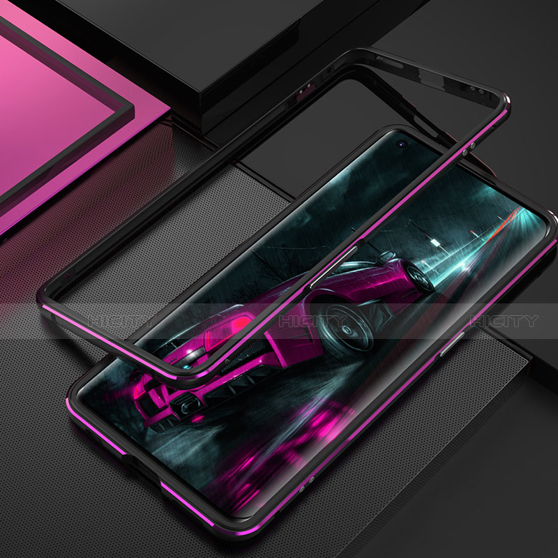 Custodia Lusso Alluminio Laterale Cover T01 per Oppo Find X2 Viola