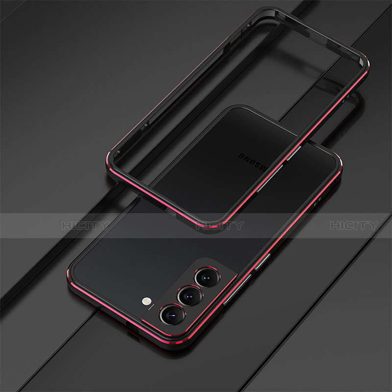 Custodia Lusso Alluminio Laterale Cover T01 per Samsung Galaxy S21 5G Rosso e Nero