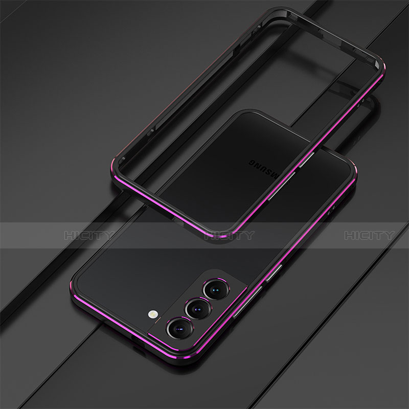 Custodia Lusso Alluminio Laterale Cover T01 per Samsung Galaxy S21 5G Viola