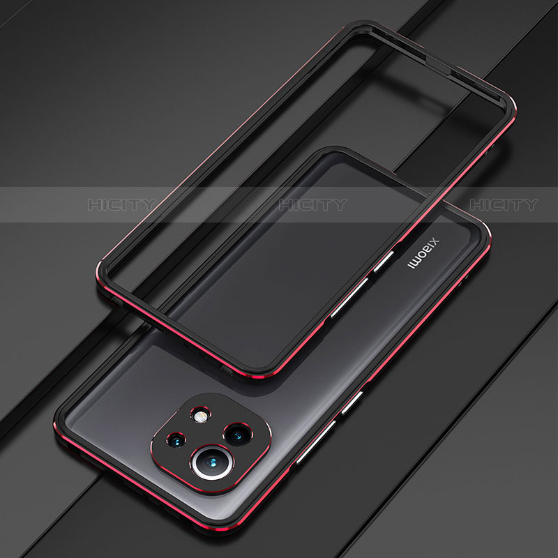 Custodia Lusso Alluminio Laterale Cover T01 per Xiaomi Mi 11 Lite 4G Rosso