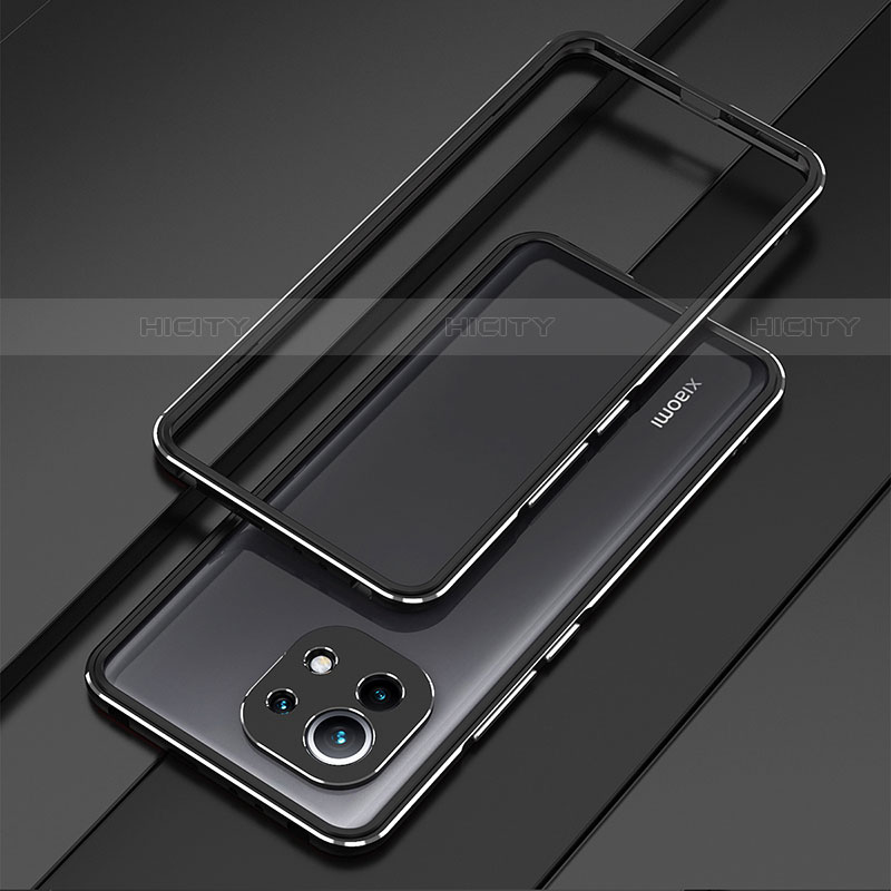 Custodia Lusso Alluminio Laterale Cover T01 per Xiaomi Mi 11 Lite 5G Nero
