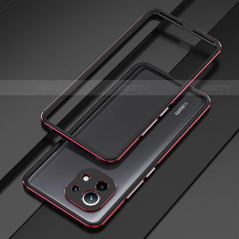 Custodia Lusso Alluminio Laterale Cover T01 per Xiaomi Mi 11 Lite 5G Rosso