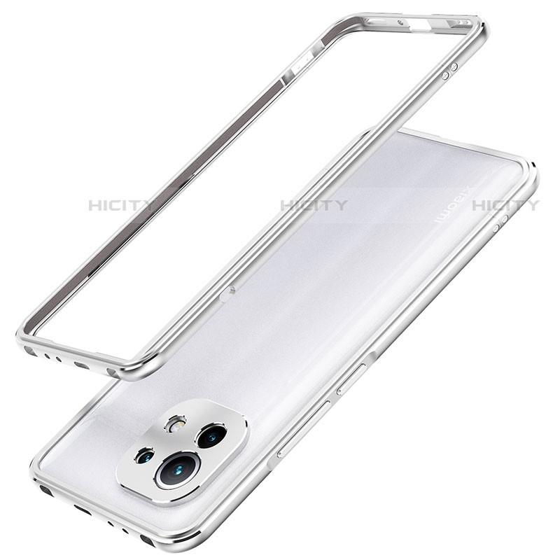 Custodia Lusso Alluminio Laterale Cover T02 per Xiaomi Mi 11 Lite 4G Argento