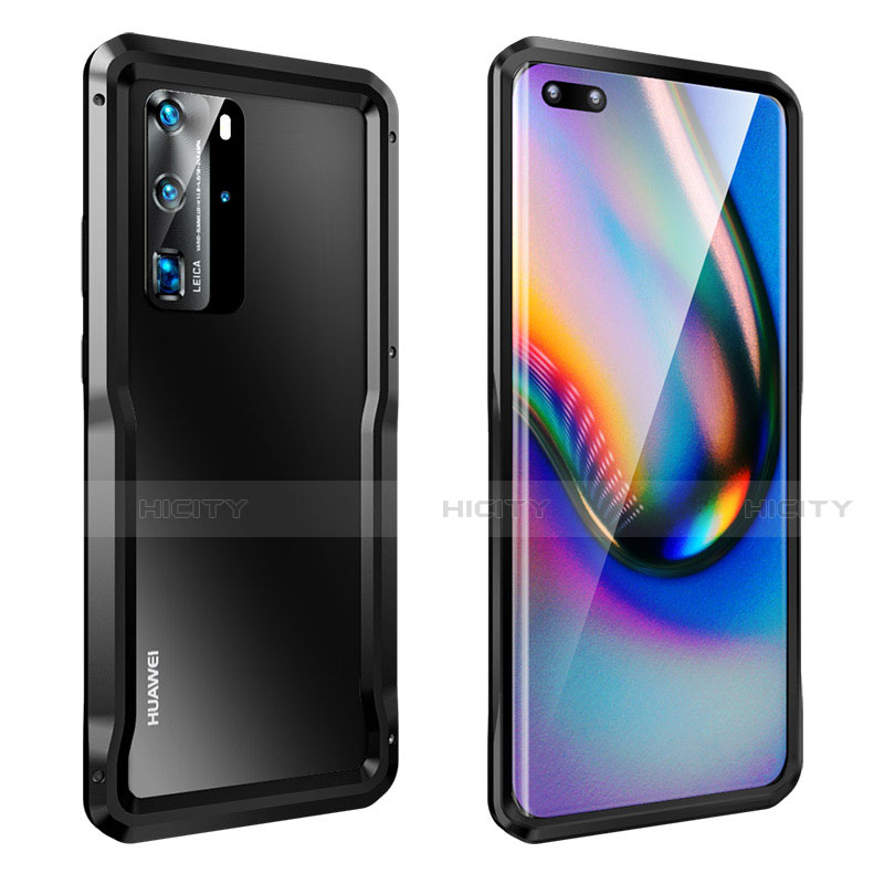 Custodia Lusso Alluminio Laterale Cover T03 per Huawei P40 Pro Nero