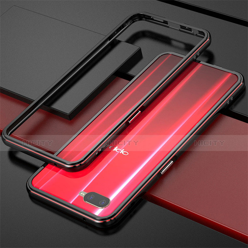 Custodia Lusso Alluminio Laterale per Oppo K1 Rosso e Nero